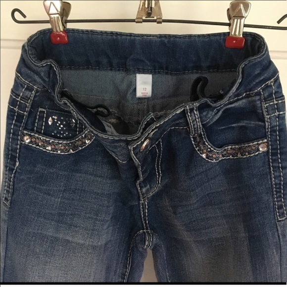 Girls size 12 adjustable boot cut jean w/jewels - Picture 3 of 6